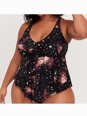 TORRID Sz 1 galaxy celestial stars tankini swim top
